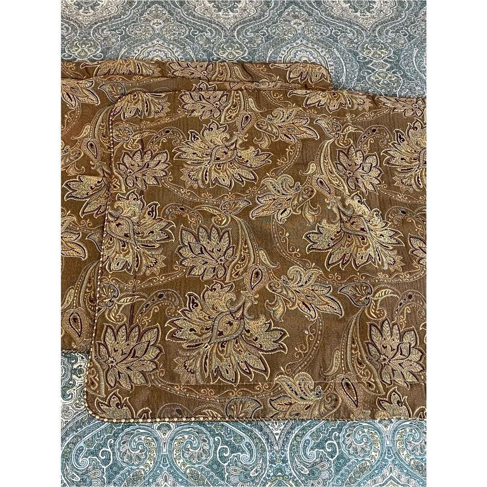 Croscill Gold and Brown Damask Decorative Pillow Cover - Picture 3 of 9
